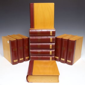 (13) ITALIAN 'DIAS SLIDES' WOOD & LEATHER 5-CM SLIDE STORAGE BOXES