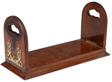 VICTORIAN METAL-MOUNTED BURLWOOD EXTENDING BOOK SLIDE