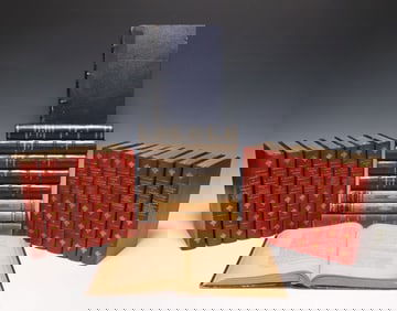 (25) FRENCH LEATHER-BOUND LIBRARY SHELF BOOKS, LITERATURE & ACADEMIA