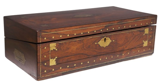 ENGLISH REGENCY PERIOD INLAID ROSEWOOD TRAVEL DESK