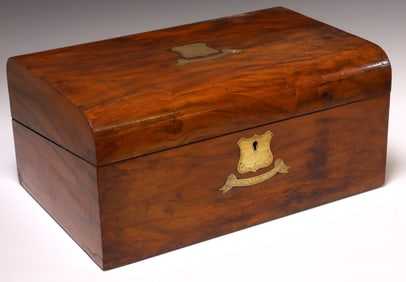 ENGLISH FIGURED WALNUT WRITING SLOPE TRAVEL DESK