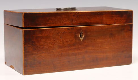 ENGLISH REGENCY PERIOD INLAID MAHOGANY TEA CADDY