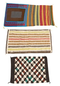 (3) SMALL SOUTHWEST WOVEN GEOMETRIC PATTERN SCATTER RUGS