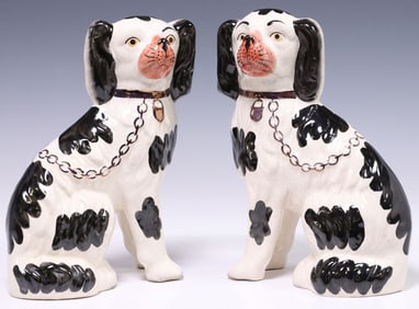 (2) ENGLISH STAFFORDSHIRE WARE KENT MANTEL DOGS