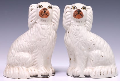 (2) ENGLISH VICTORIAN STAFFORDSHIRE MANTEL DOGS