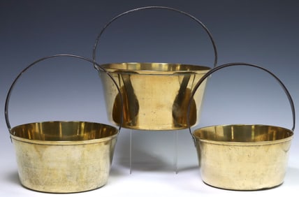 (3) GRADUATED BRASS JAM PANS