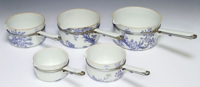 (5) FRENCH LIMOGES PORCELAINE DE PARIS FRANCE SCENERY SAUCEPANS