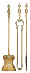 (3) VICTORIAN BRASS FIREPLACE TOOLS