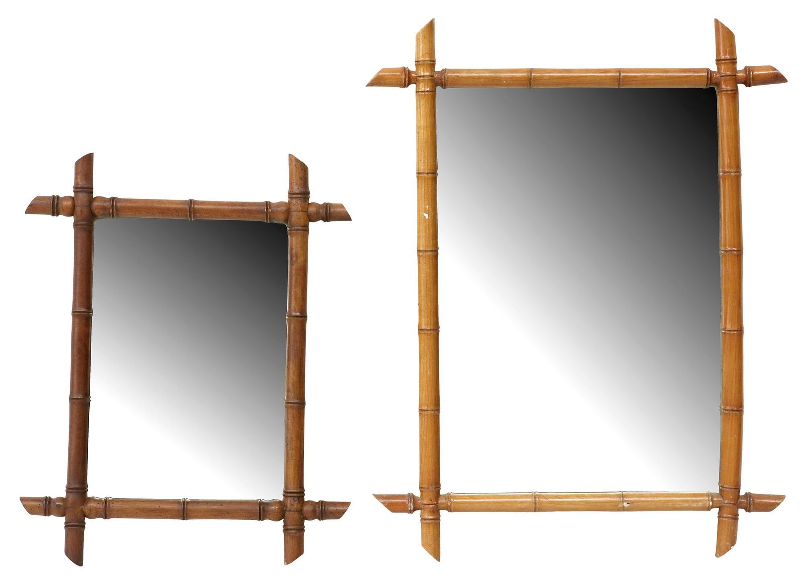 (2) FRENCH TURNED WOOD FAUX BAMBOO WALL MIRRORS (1 of 3)