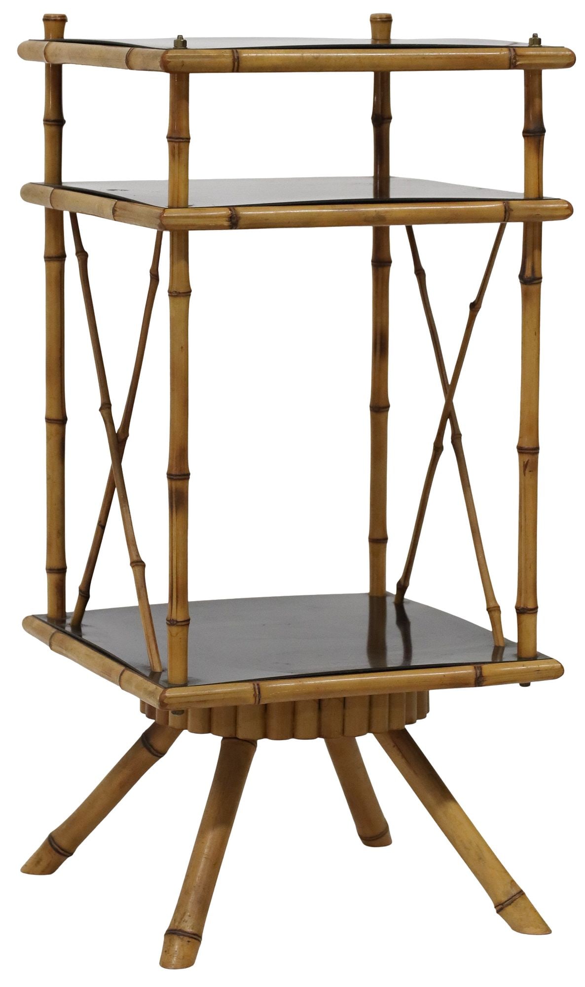 MAURICE LAUER LA MANUFACTURE COGOLIN BAMBOO ROTATING SIDE TABLE (1 of 4)