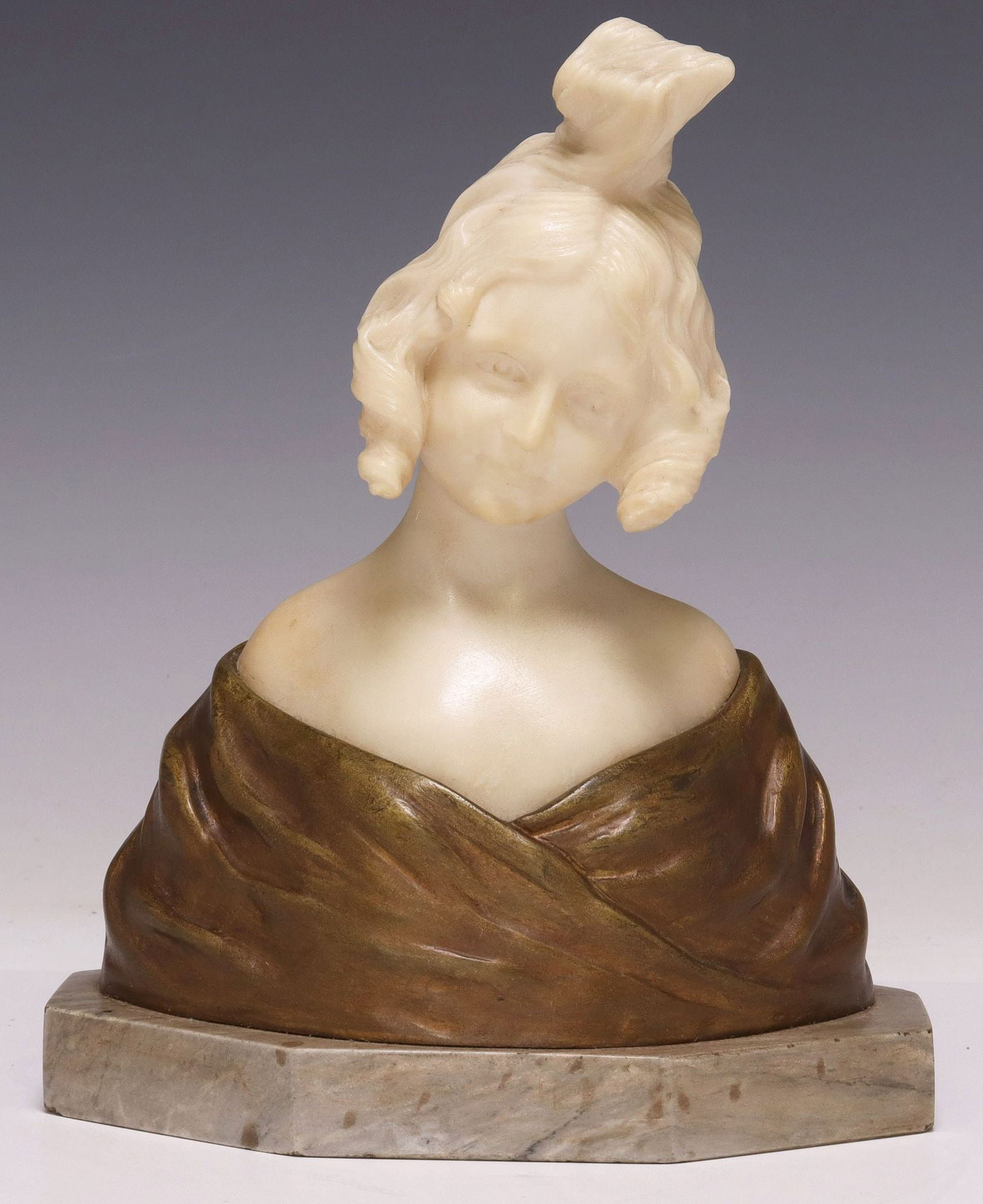 AFTER ANTON NELSON ART NOUVEAU ALABASTER FEMALE BUST (1 of 5)