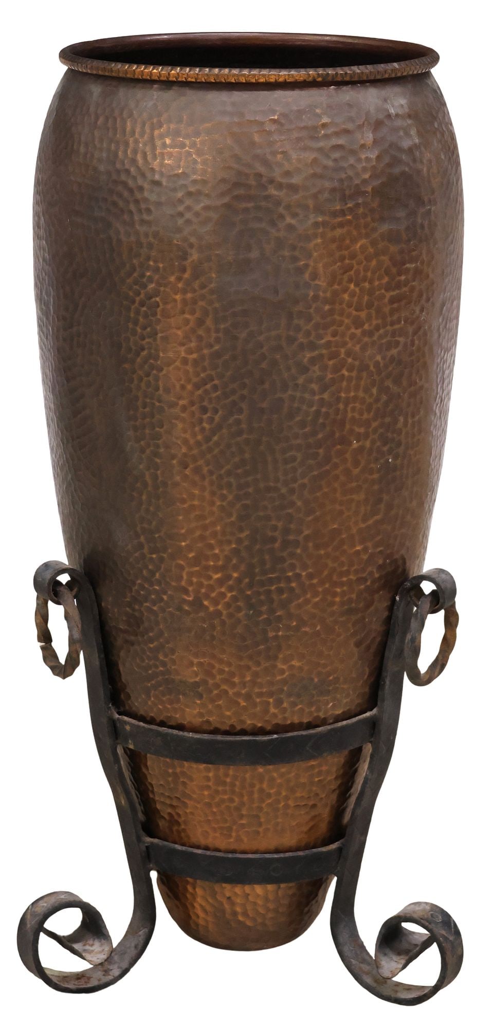 CONTINENTAL HAMMERED COPPER & WROUGHT IRON UMBRELLA STAND (1 of 3)