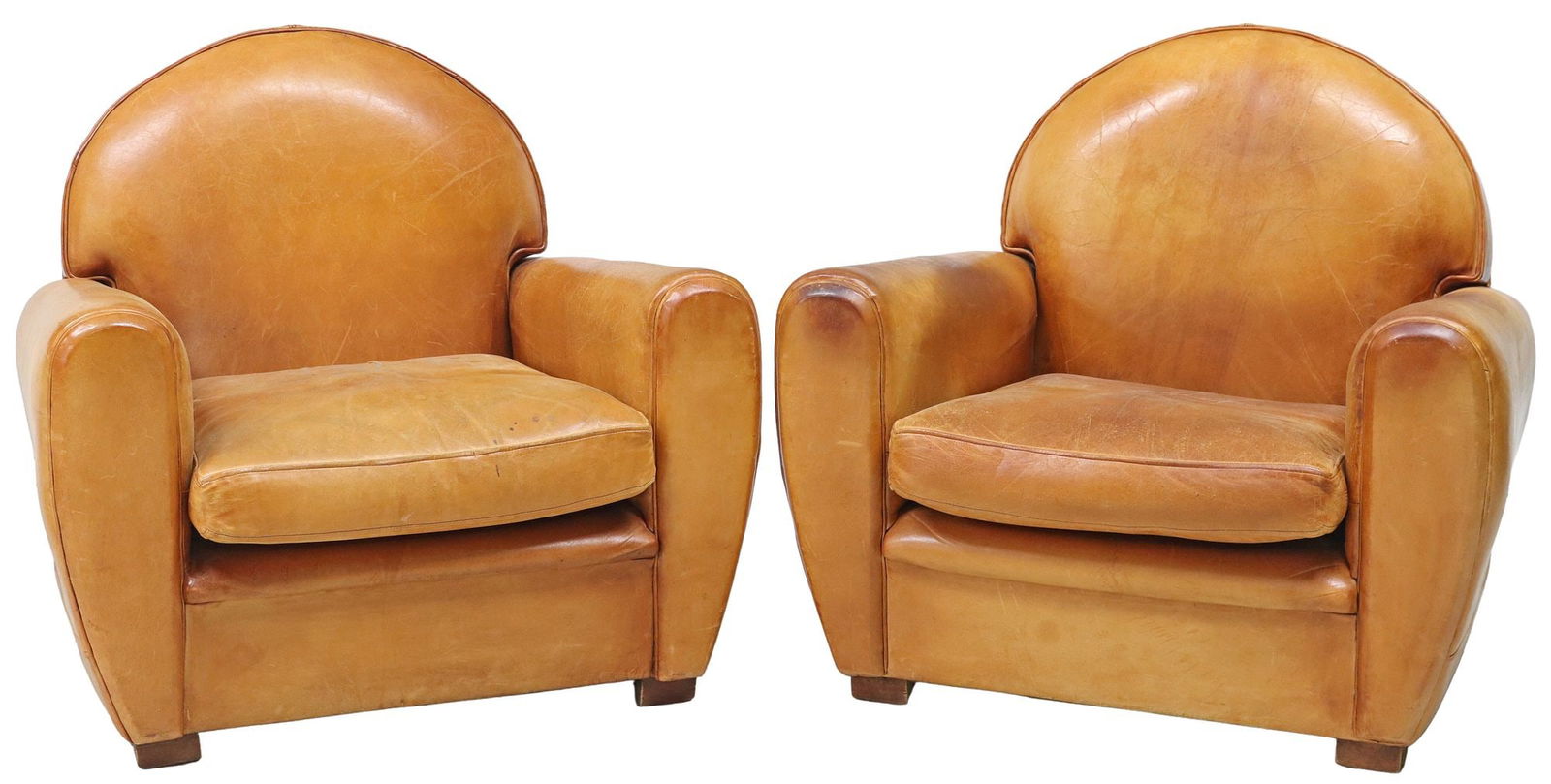 (2) FRENCH ART DECO LEATHER CLUB CHAIRS (1 of 3)