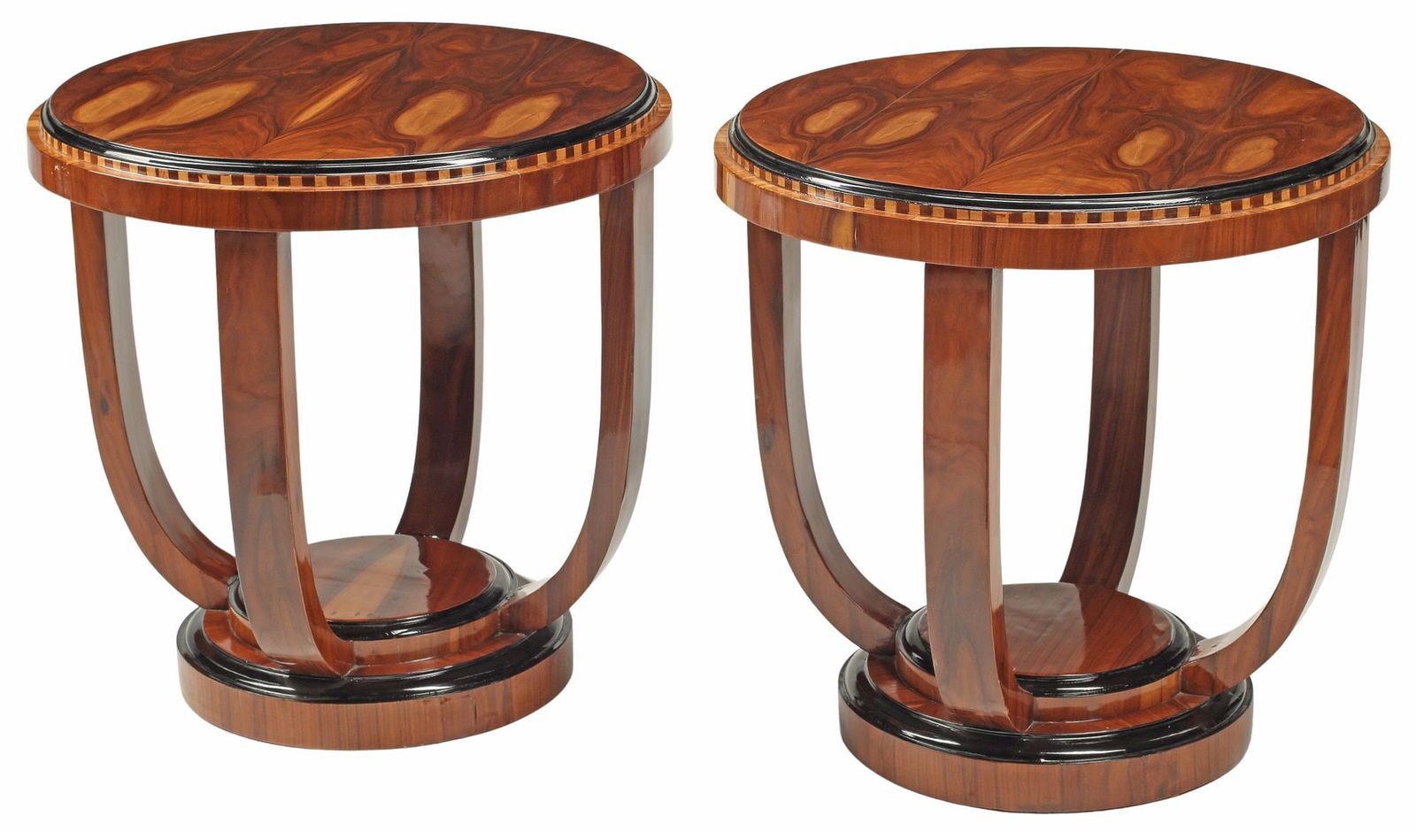 (2) ART DECO STYLE PARCEL-EBONIZED BURLWOOD SIDE TABLES (1 of 4)