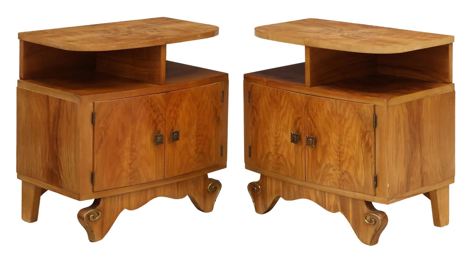 (2) FRENCH ART DECO PERIOD MATCHED VENEER BURLWOOD NIGHTSTANDS (1 of 5)