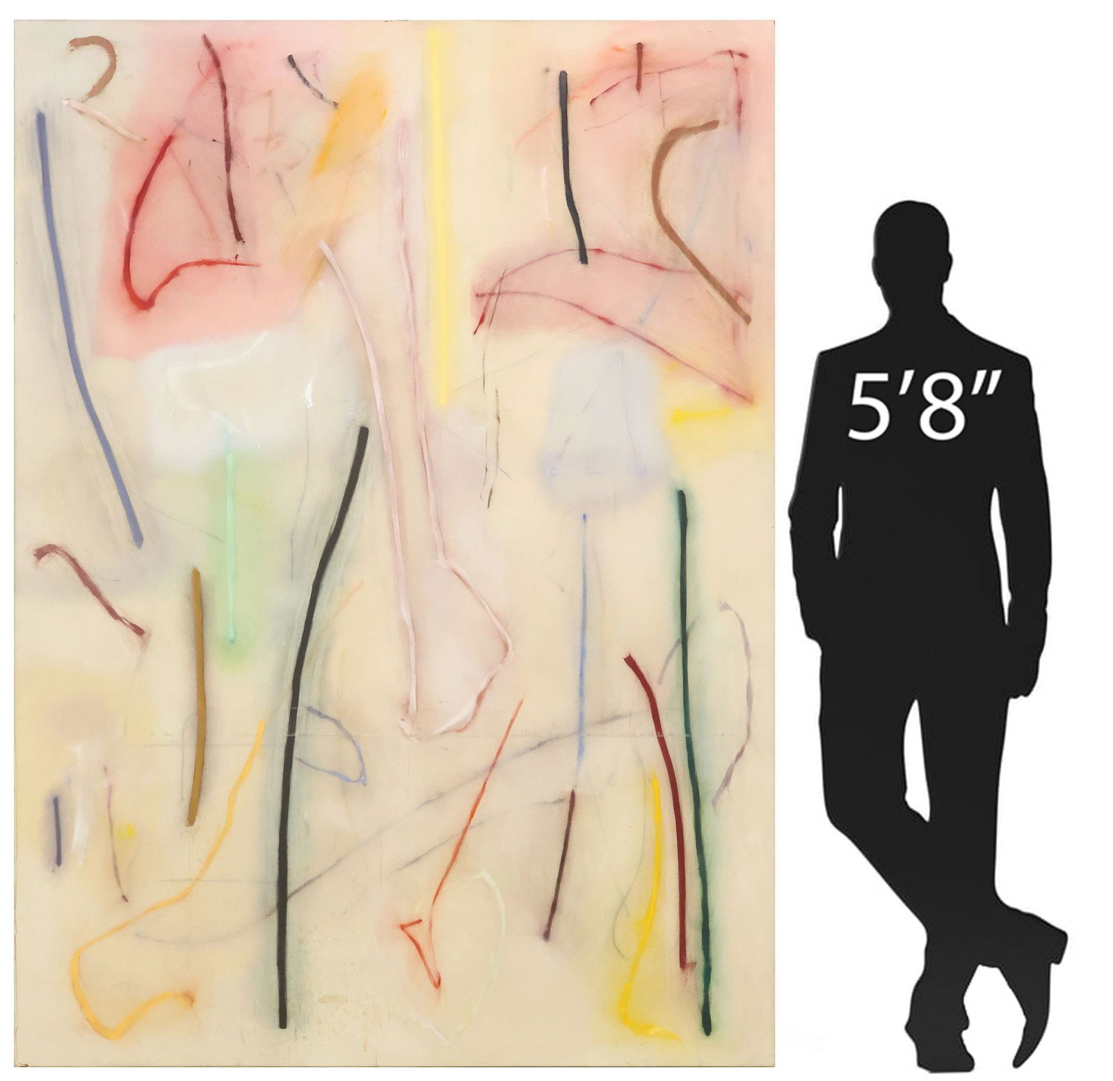 LARGE PATRICK HOGAN (1945-1988) ABSTRACT PAINTING, 'TENABO,' 7'6" X 5'6" (1 of 3)