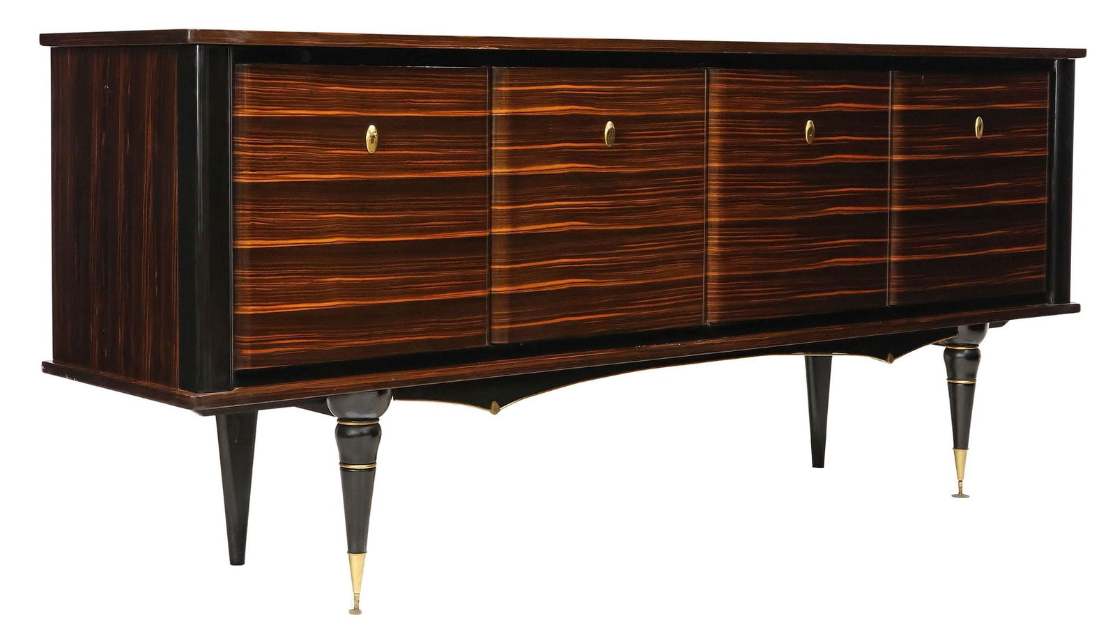 FRENCH MID-CENTURY MODERN LACQUERED MACASSAR EBONY SIDEBOARD (1 of 7)