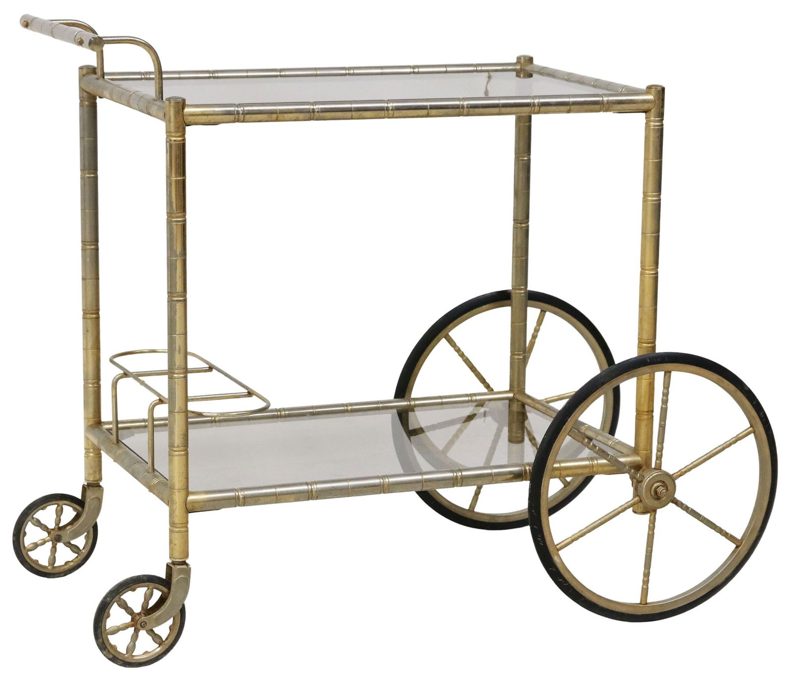 FRENCH GILT METAL FAUX BAMBOO SERVICE TROLLEY/ BAR CART (1 of 4)