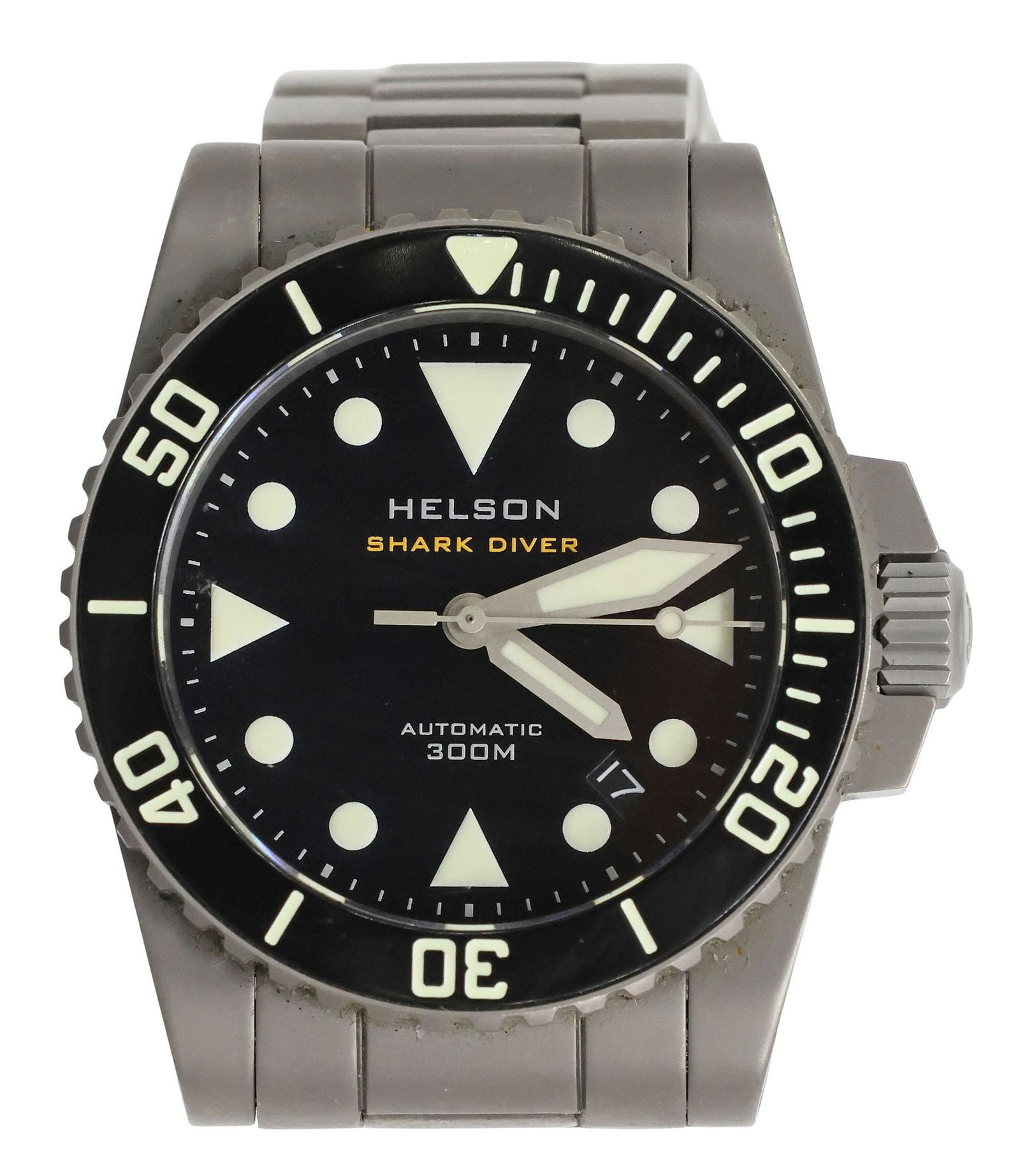 HELSON SHARK DIVER 38 BLASTED TITANIUM WATCH BLACK DIAL (1 of 6)