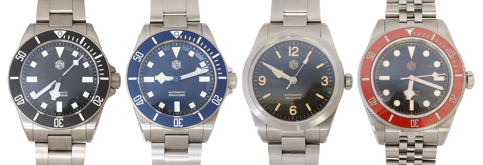 (4) GENTS SAN MARTIN AUTOMATIC STAINLESS STEEL WATCHES (1 of 6)