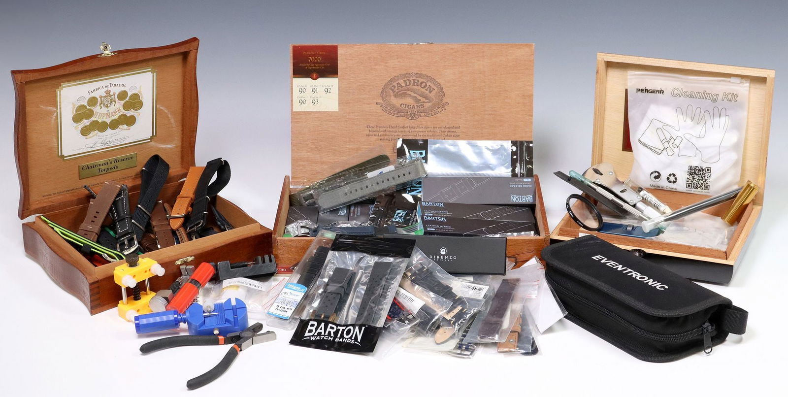 (LOT) LARGE COLLECTION OF WRISTWATCH BANDS, TOOLS, & WATCH ACCESSORIES (1 of 4)