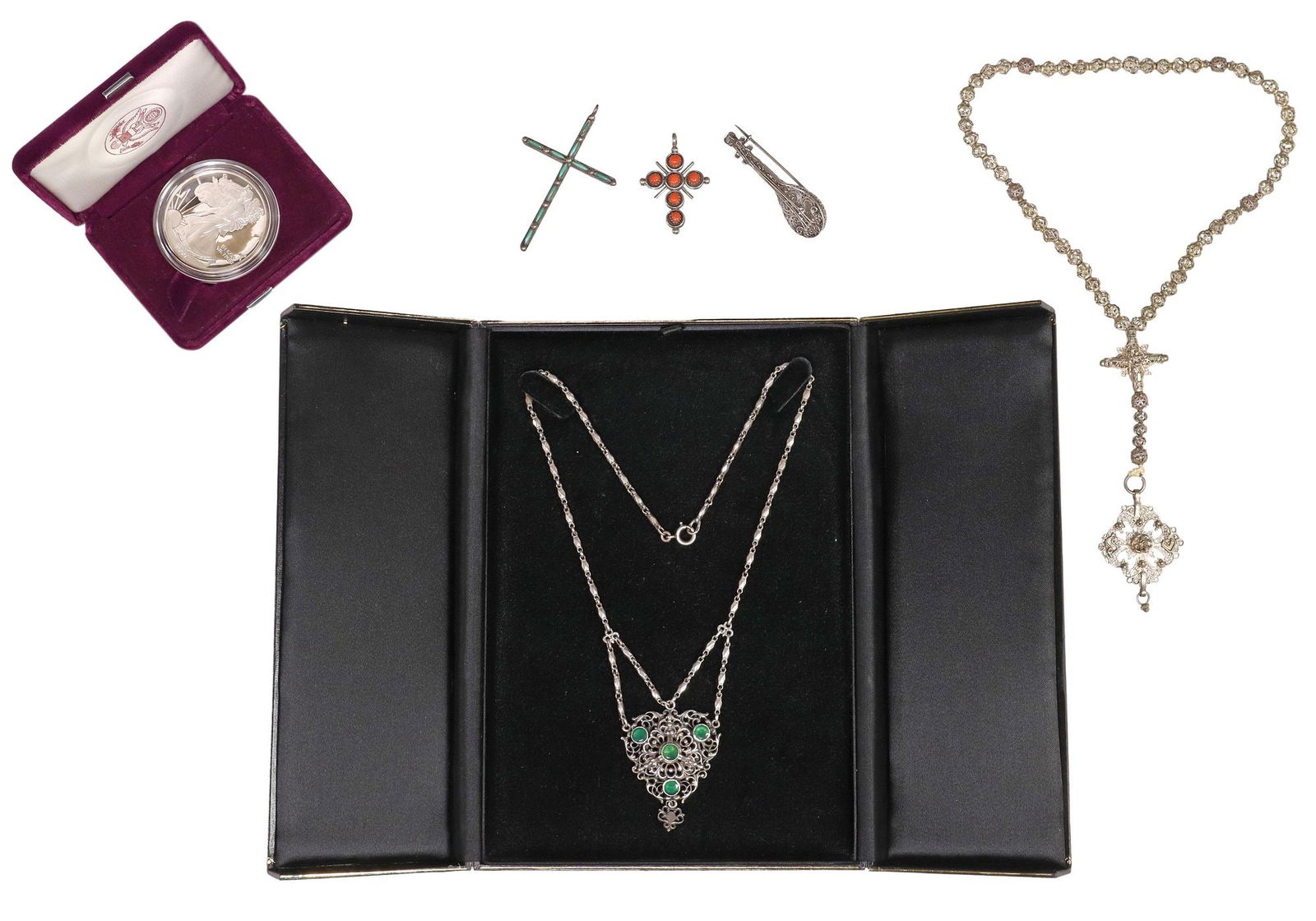 (6) COLLECTION OF SILVER JEWELRY & AMERICAN EAGLE ONE-OUNCE SILVER COIN (1 of 14)