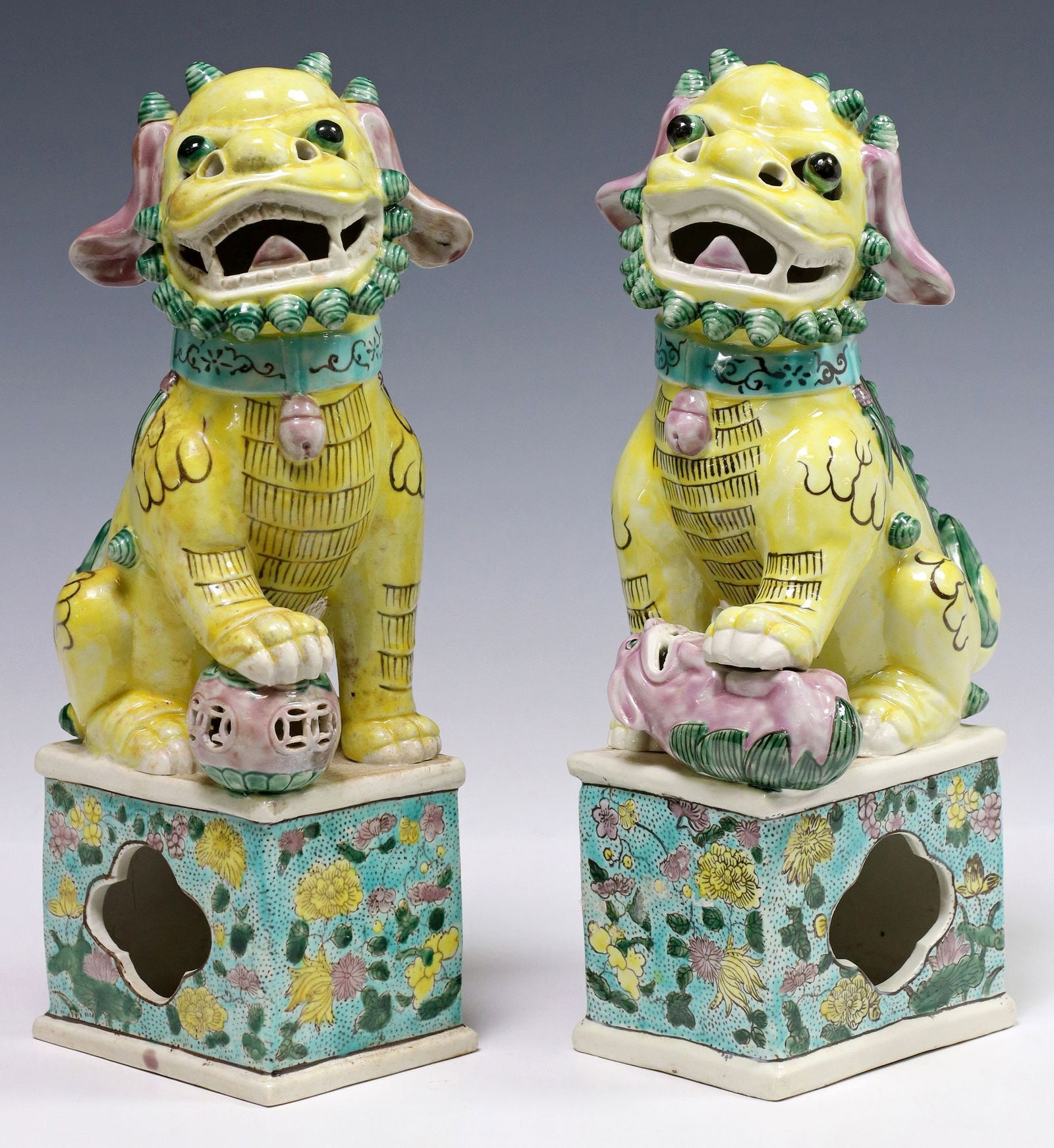 (2) CHINESE FAMILLE ROSE FOO LION CENSERS (1 of 6)
