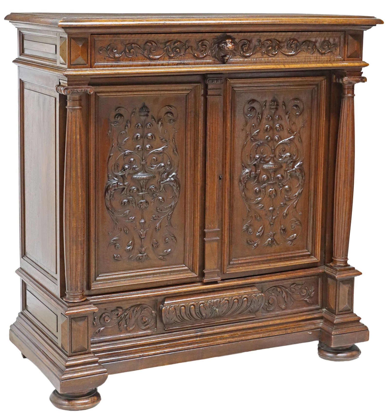 FRENCH HENRI II STYLE CARVED MAHOGANY SIDEBOARD (1 of 6)