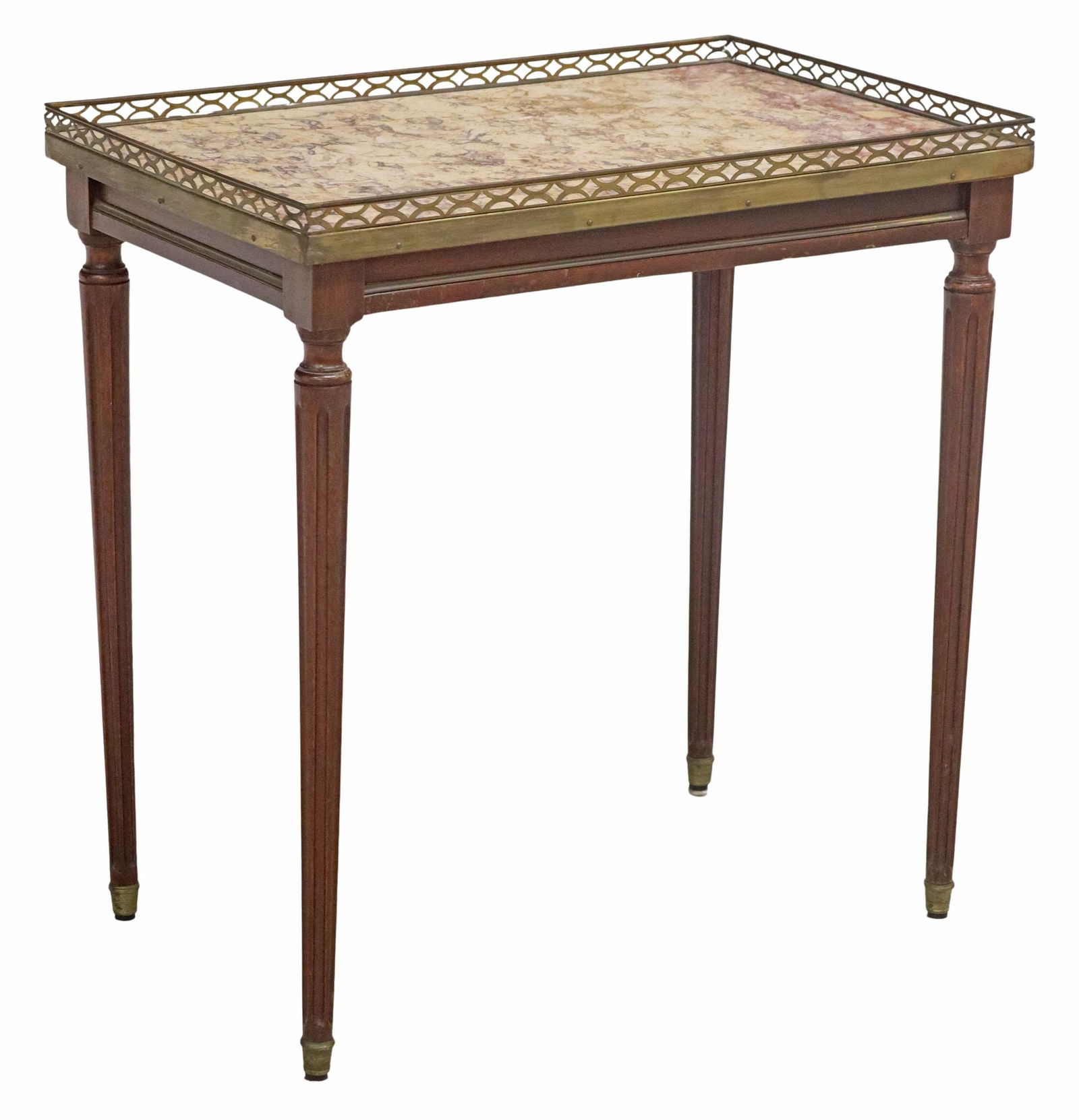 FRENCH LOUIS XVI STYLE MARBLE-TOP MAHOGANY SIDE TABLE (1 of 4)