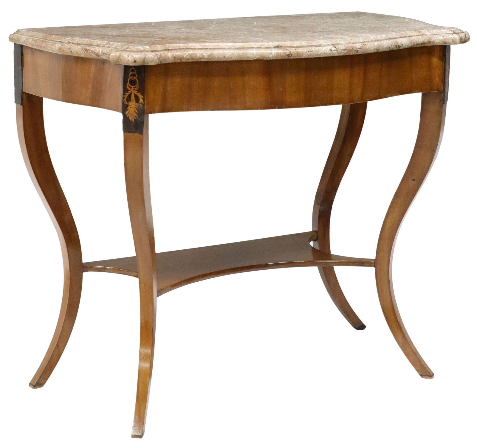 GERMAN BIEDERMEIER STYLE MARBLE-TOP MAHOGANY CONSOLE TABLE (1 of 4)