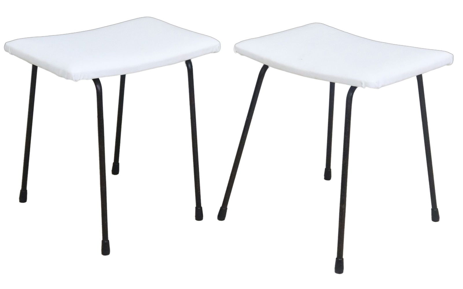 (2) ITALIAN MID-CENTURY MODERN UPHOLSTERED METAL STOOLS (1 of 4)