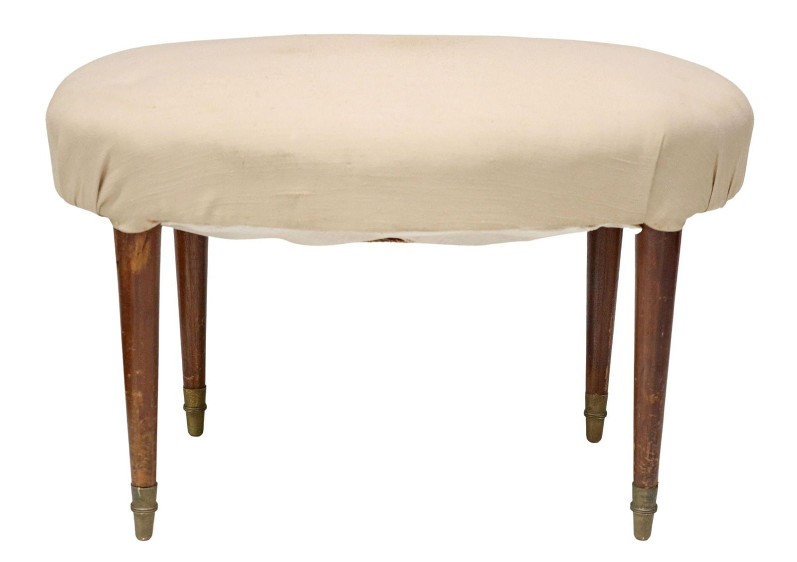 FRENCH LOUIS XVI STYLE BEIGE UPHOLSTERED OTTOMAN (1 of 4)