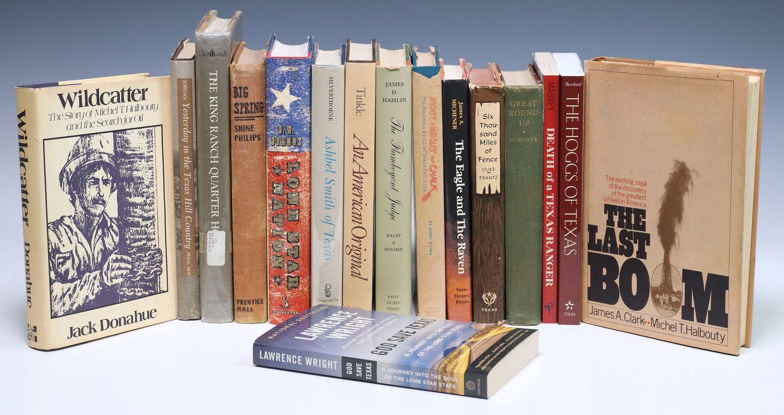 (16) BOOKS: TEXAS & SOUTHWESTERN HISTORY: (lot of 16) Texana books, including: (1) "Money, Marbles and Chalk," Jimmy Banks, Texas Publishing Company, Inc., 1971, signed by author on front free endpaper, (1) "The Hoggs