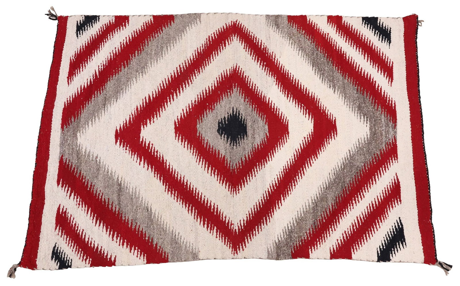 NATIVE AMERICAN EYE DAZZLER WOOL RUG, 4'2" X 2'10": Native American Eye Dazzler wool rug, approx 4'2"l, 2'10"w