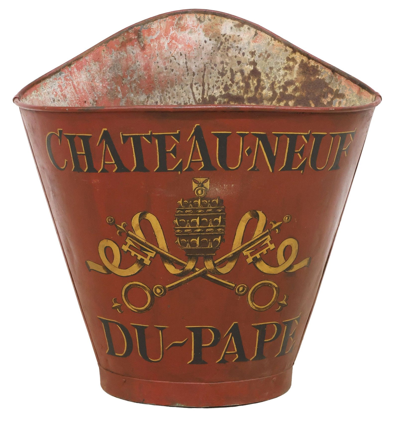FRENCH VINEYARD PAINTED METAL GRAPE PICKER'S HOTTE / HOD (1 of 4)