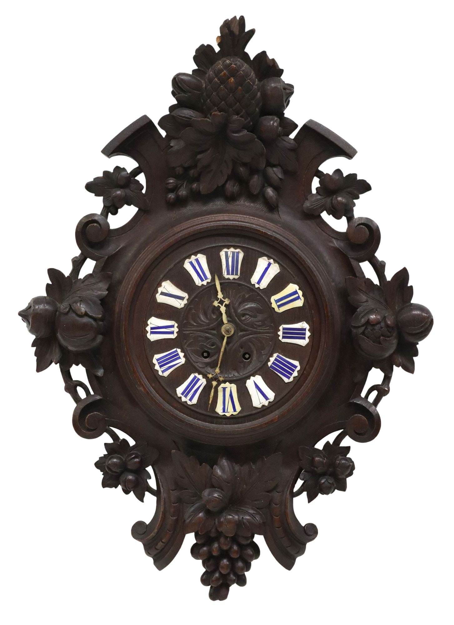 FRENCH CARVED OAK WALL-MOUNTED CLOCK (1 of 5)