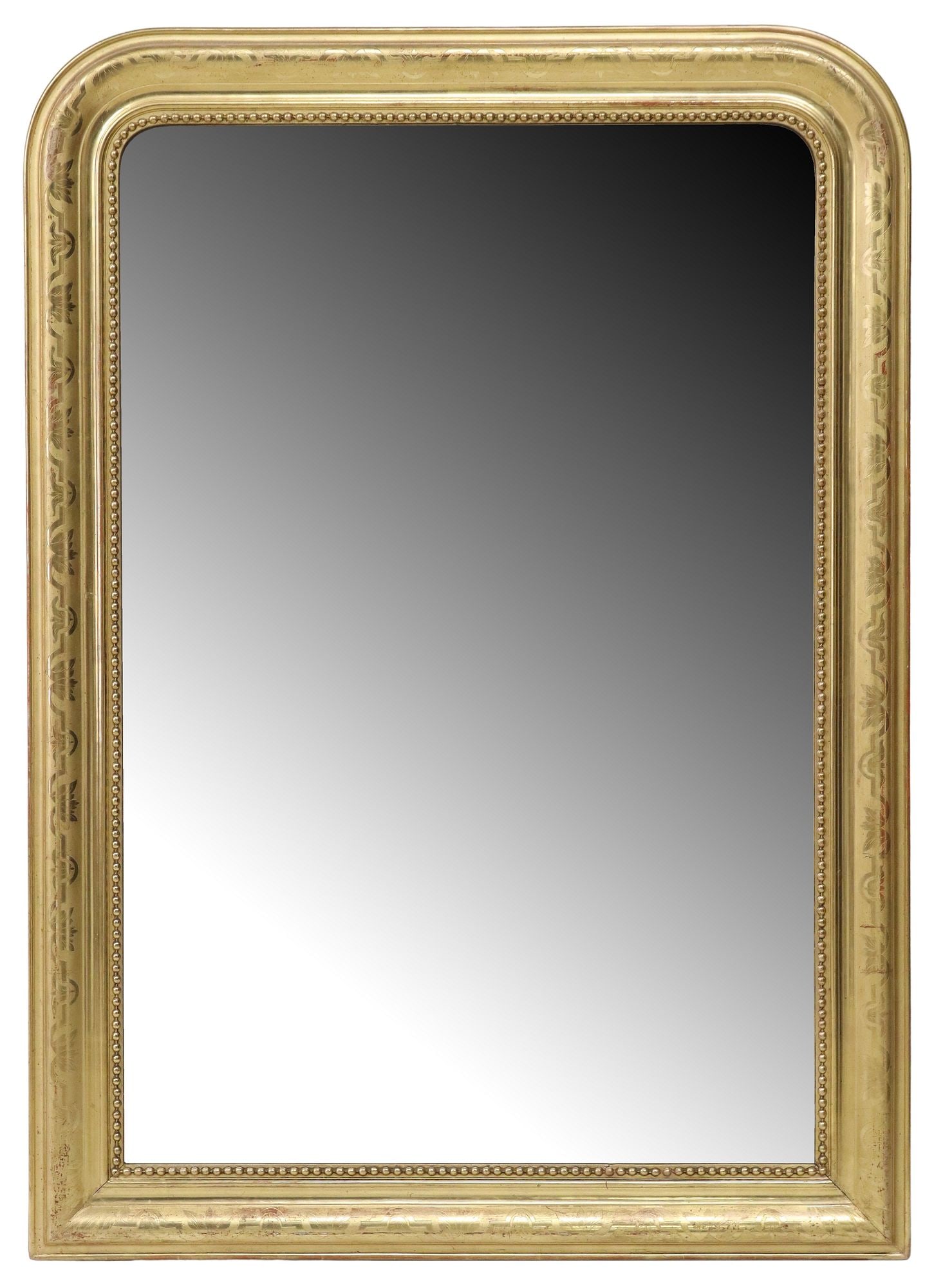 FRENCH LOUIS PHILIPPE FOLIATED GILTWOOD MIRROR, 55" X 40" (1 of 3)