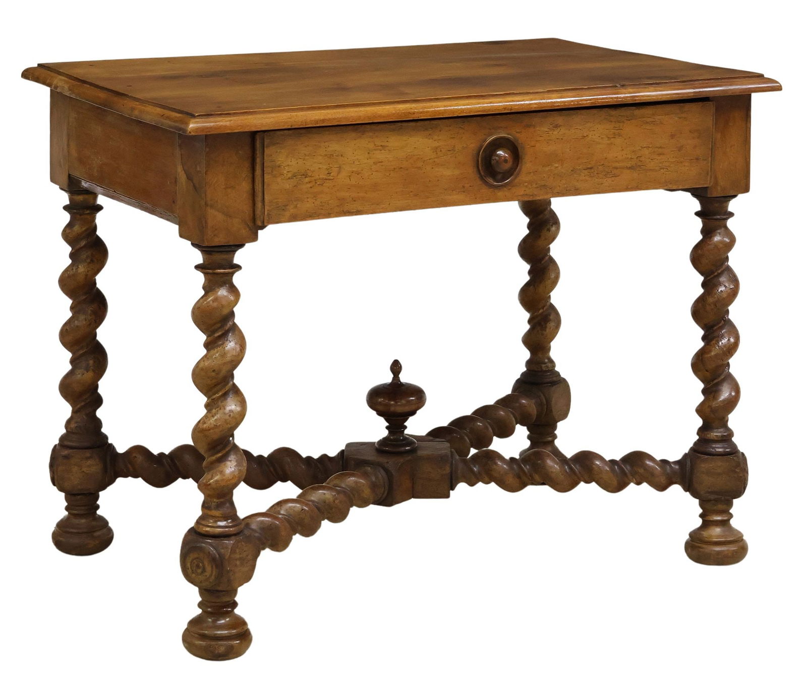 FRENCH LOUIS XIII STYLE WALNUT SPIRAL TWIST LOW WORK TABLE (1 of 5)