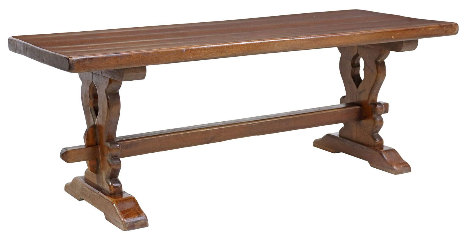 FRENCH OAK MONASTERY / REFECTORY TRESTLE TABLE, 79"W (1 of 4)