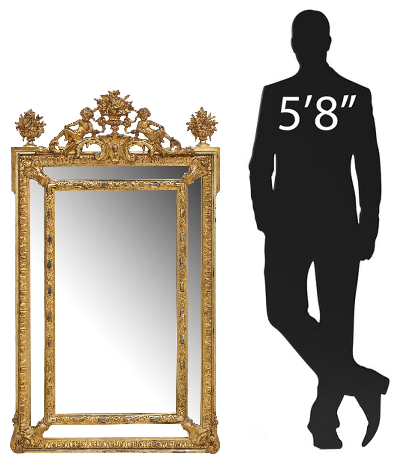 FRENCH LOUIS XVI STYLE GILTWOOD CHERUBS CUSHION MIRROR (1 of 5)