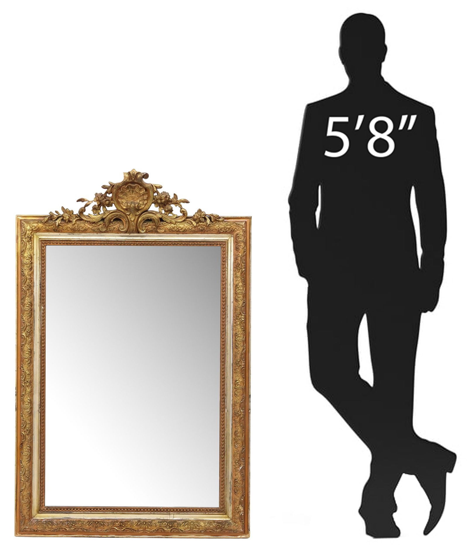 FRENCH LOUIS XV STYLE PARCEL GILT RECTANGULAR WALL MIRROR (1 of 4)