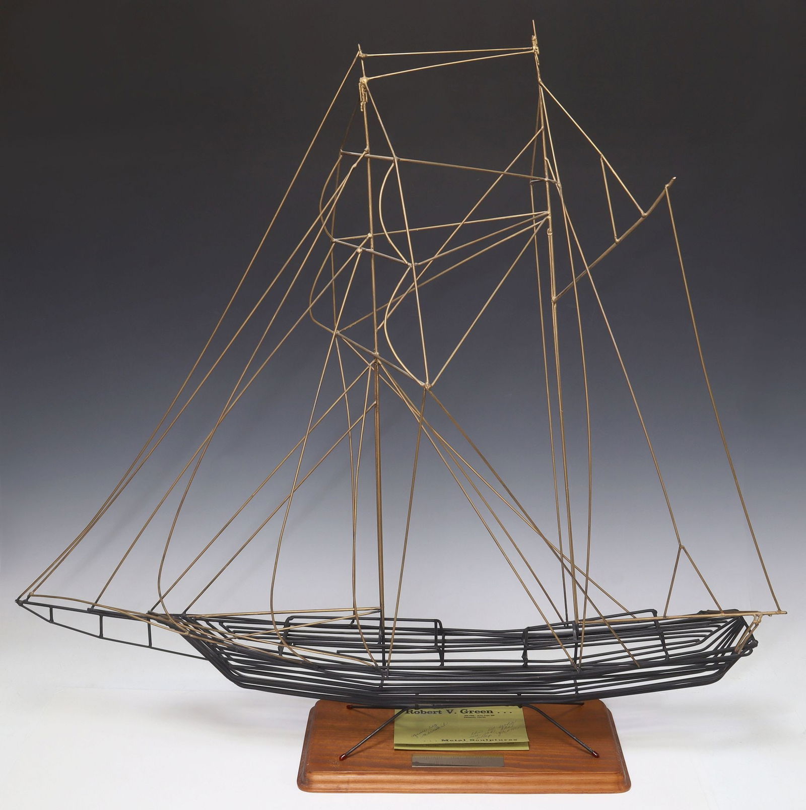 ROBERT V. GREEN (20TH C.) MID-CENTURY IRON SCALE MODEL OF SHIP (1 of 6)