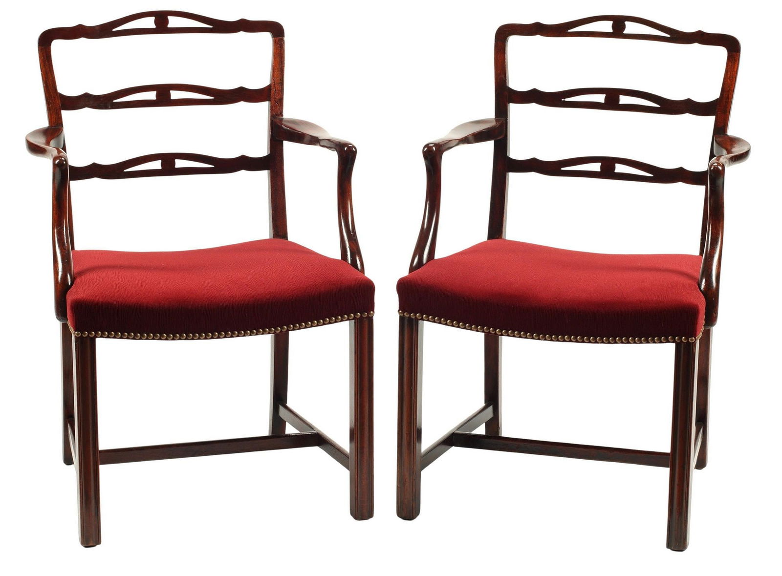 (2) ENGLISH GEORGE III STYLE LADDER-BACK ARMCHAIRS (1 of 3)