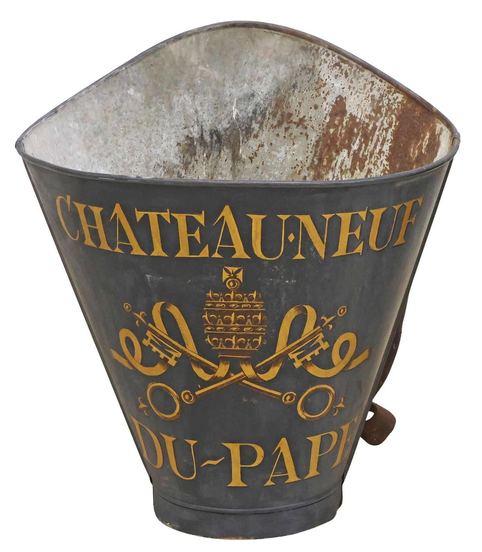 FRENCH VINEYARD PAINTED METAL GRAPE PICKER'S HOTTE (1 of 4)