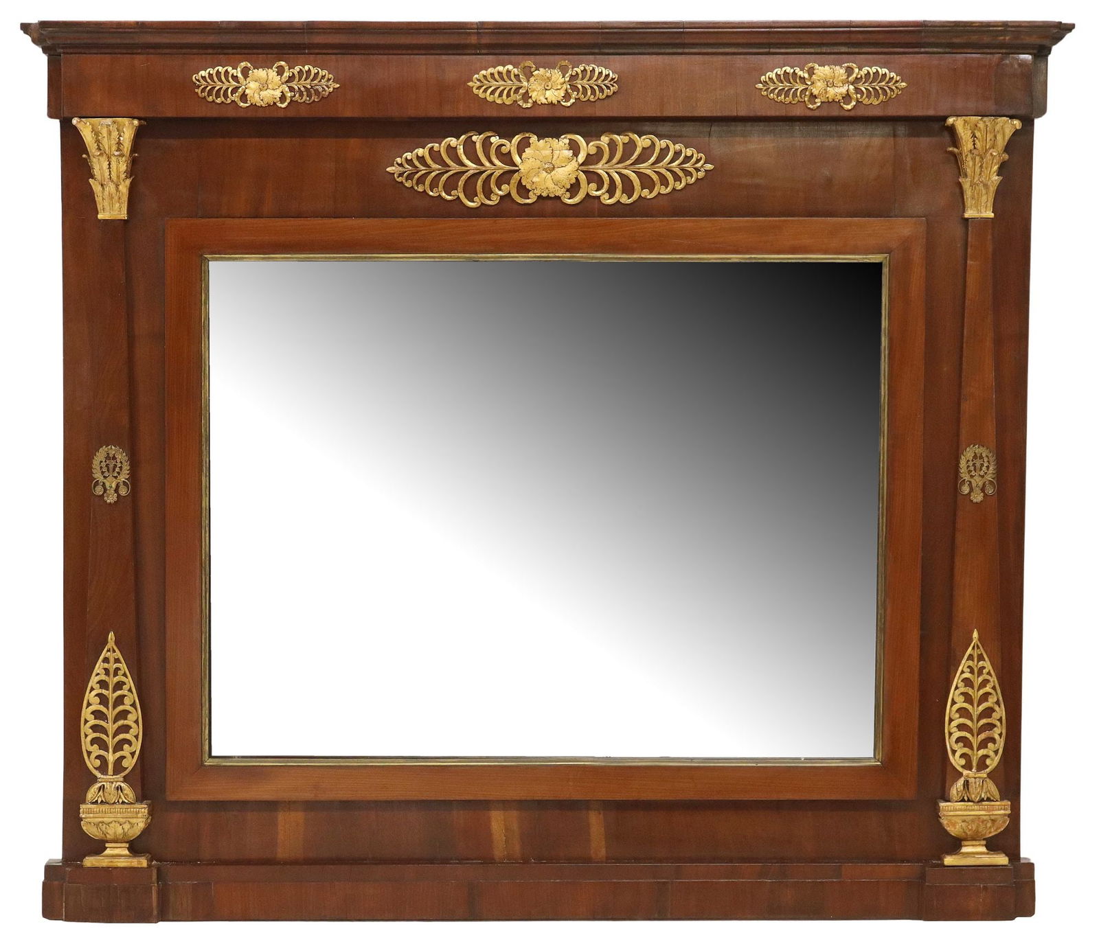 FRENCH EMPIRE STYLE PARCEL-GILT MAHOGANY OVERMANTEL MIRROR (1 of 3)