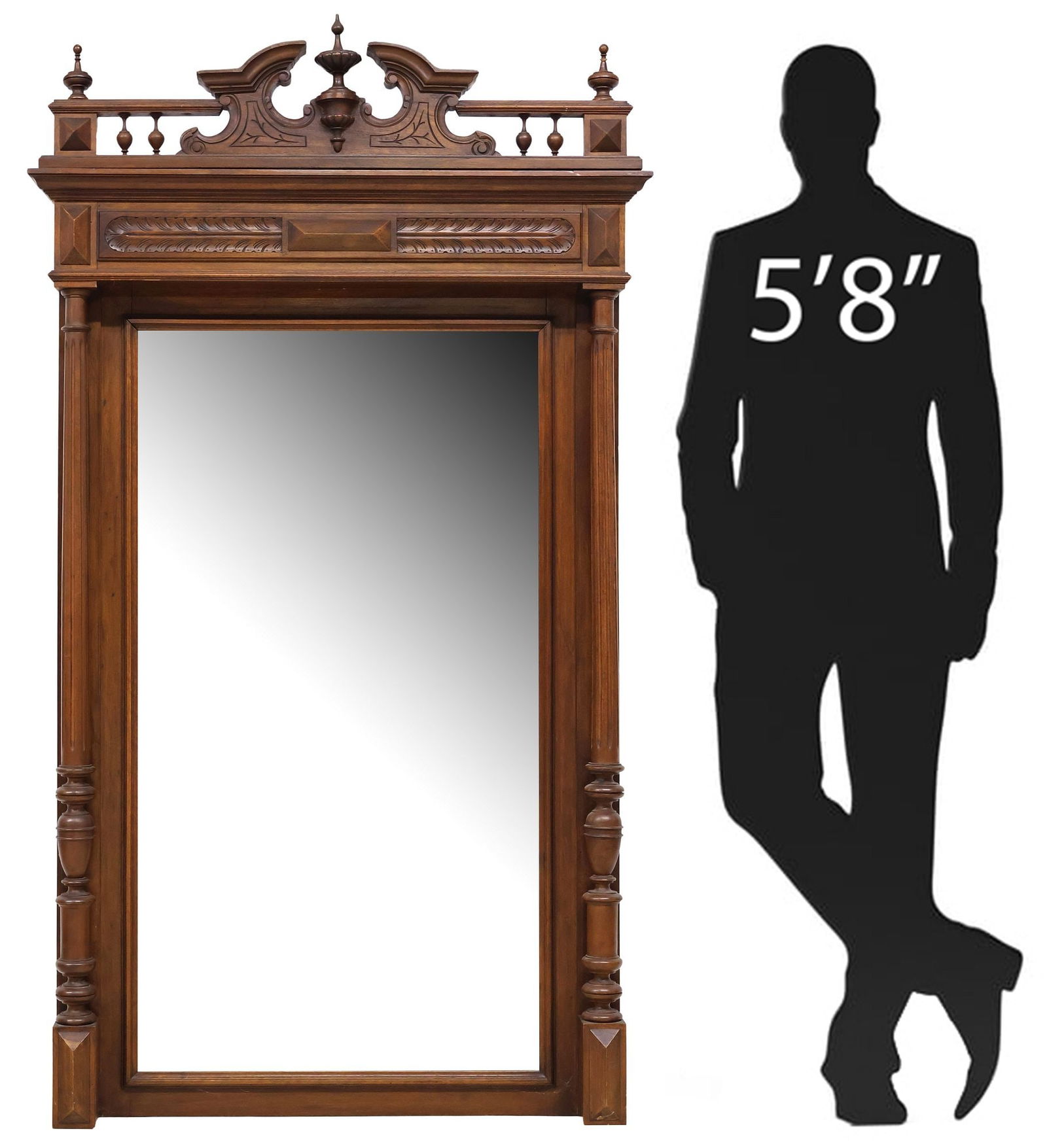 LARGE HENRI II STYLE CARVED WALNUT MIRROR (1 of 3)