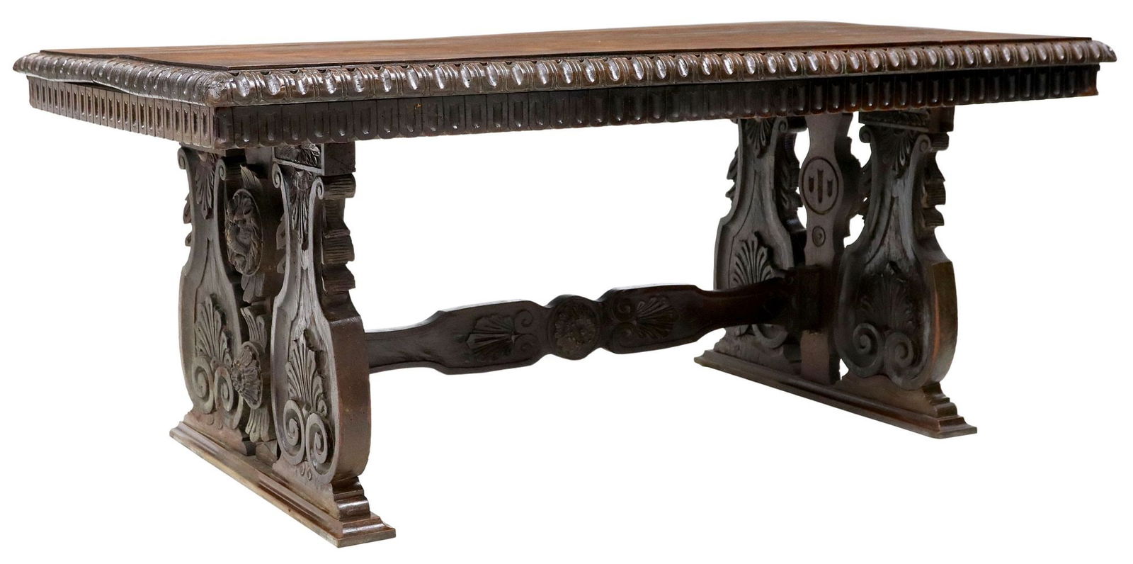 FRENCH RENAISSANCE REVIVAL LION CARVED WALNUT TABLE (1 of 5)