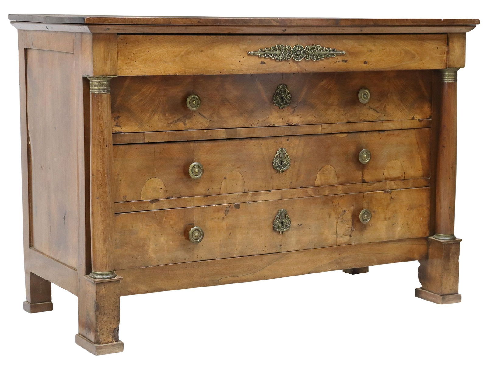 FRENCH EMPIRE WALNUT FOUR-DRAWER COMMODE (1 of 5)