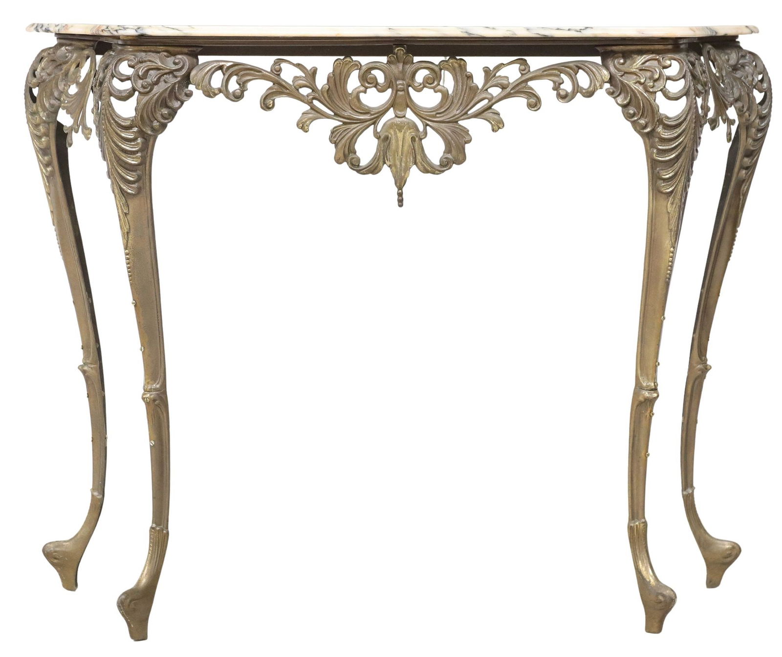 ITALIAN LOUIS XV STYLE MARBLE-TOP GILT METAL CONSOLE TABLE (1 of 3)