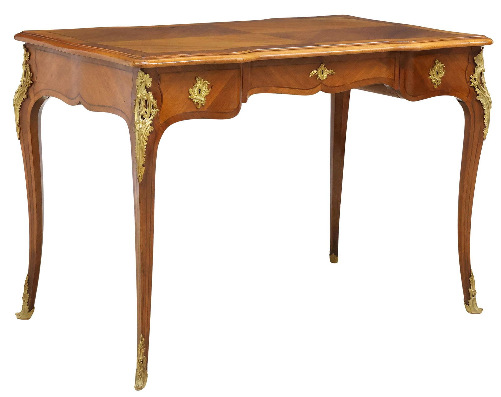 LOUIS XV STYLE INLAID MATCHED VENEER BUREAU PLAT/ WRITING DESK (1 of 5)